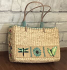Vintage Fun Summer Tote Purse Bag Corn, Husk, With Flowers And Butterflies Pic’s