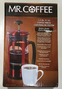 Mr. Coffee 1.2 Qt. Coffee French Press. Modern Design. Stainless Steel - Picture 1 of 3