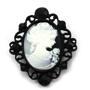 Broche Dije Dije Estrás De Colección Inspirado Blanco Cameo Estilo Retro De Colección u4 - Imagen 1 de 1