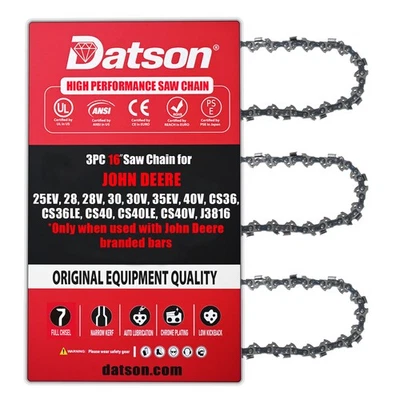 2 ШТ. 16-дюймовая цепь цепной пилы ДЛЯ JOHN DEERE 25EV, 28, 28V, 30V, 35EV, CS36,CS36LE,CS40V - Изображение 1 из 4
