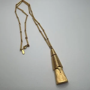 Collar Monet Vintage Egipcio Borla Colgante Tono Dorado Barra Cadena 26" Modernista - Imagen 1 de 10