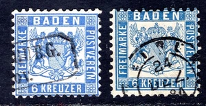 BADEN 1862 19a,b used very BEAUTIFUL (N3056 - Picture 1 of 2