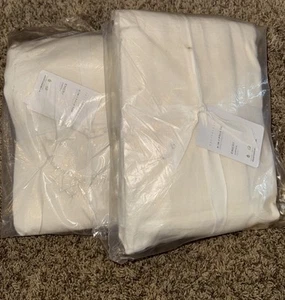 2- Pottery Barn Emery 3-in-1 Pole Top Linen Cotton Lined Curtains 96x65 IVORY - Picture 1 of 6