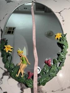 Espejo grande Tinker Bell raro 26" de alto x 16" de ancho flores florales 3D resina Disney - Imagen 1 de 14