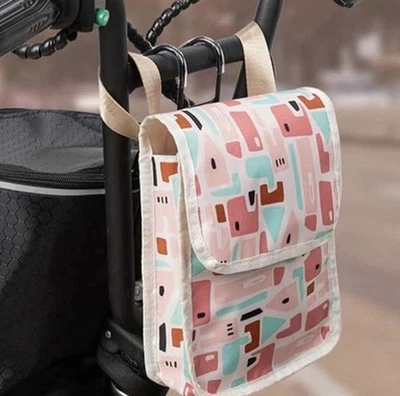 Bolsa de manillar de bicicleta con cubierta de lluvia, rosa y aguamarina {C} Foto 1 de 4