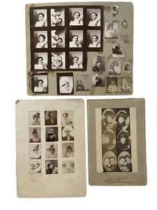EALRY 20. Jh. WINZIGE FOTOS COLLAGEN HÜBSCHE FRAUEN AUSGEFALLENE HÜTE WOODBINE IOWA - Bild 1 von 7