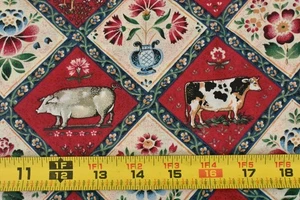 Von 1/2 Yd, Vintage, bunte Farm & Floral-Thema Baumwolle, Concord, Kesslers, V778 - Bild 1 von 7