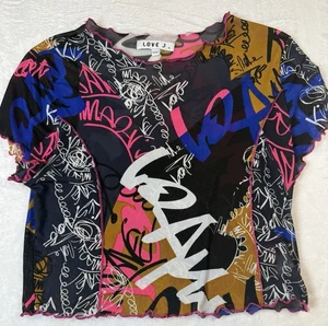 Women's Love J Sheer Mesh Patterned Top Stretch Super Cute XL - Picture 1 of 4