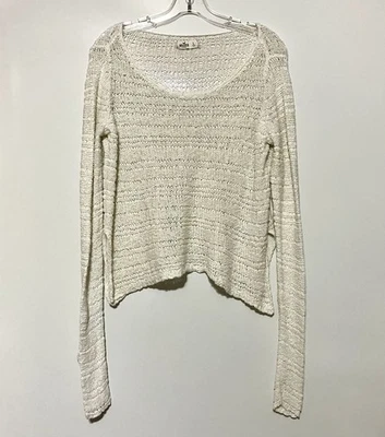 Suéter Hollister Crochet Tejido Abierto Capa Mujer’s L Crema Manga Larga Boho Playa Foto 1 de 4