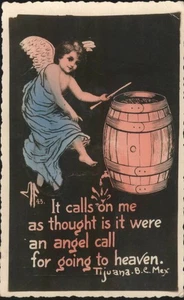Engel Engel Trommelfass 'Angel Call Heaven' Zitat, Tijuana, B.C. Mex 1943 Wal - Bild 1 von 2
