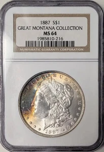 1887 Morgan Silber Dollar NGC MS-64 Great Montana Collection - Bild 1 von 2