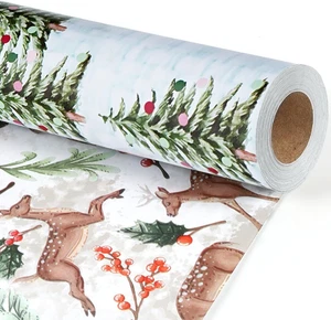 Weihnachten Geschenkpapier Jumbo Rolle mit Borte Band (17"X33') (30"X33' oder 40') - Bild 1 von 18