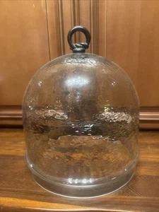 Large Hammered Glass Serving Some Cloche Iron Handle - Picture 1 of 8
