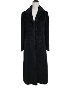 Jones New York Collection Textured Long Trench Coat Wool/Alpaca Suri Black Sz 6 - Picture 1 of 12