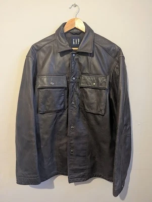 Vintage Gap Coat Cow Leather Jacket Dark brown Mens Biker Y2K Medium Large - Image 1 of 3
