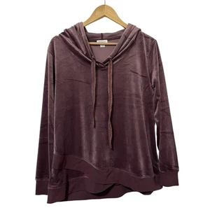 Sundance Aurora Velour Drawstring Hoodie Size L Purple Loungewear Sweatshirt - Picture 1 of 6