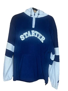 Sudadera con capucha polar Starter vintage para hombre años 90 azul gris talla mediana - Imagen 1 de 7