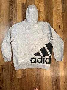 Adidas Hoodie Men’s Large Grey Large Print  - Picture 1 of 13