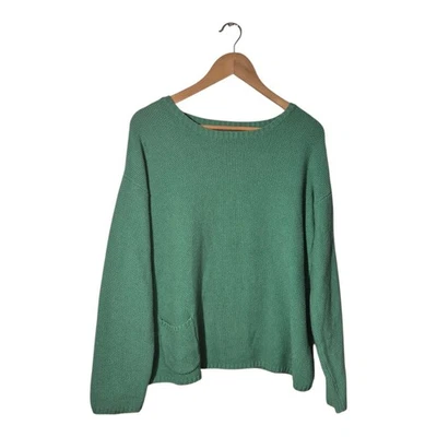 Seasalt Songthrush Jumper Size UK 16 Green Cotton Sailor Artist Pullover Art - Image 1 of 4