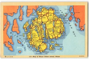 Map of Mount Desert Island, Maine VTG Postcard SK2. - Picture 1 of 2