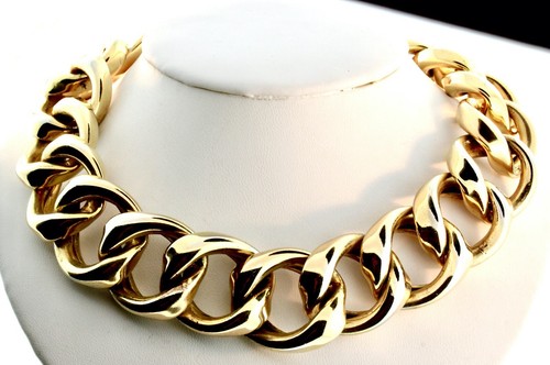 Collana CHOKER Vintage 1967 CHRISTIAN DIOR Germania Grossa Cordolo Oro Maglia