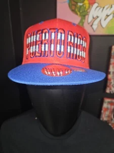 PUERTO RICO Snapback Adjustable Red Baseball Cap / Blue Bill - Picture 1 of 7