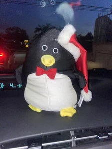 Christmas Moshi PENGUIN Microbead Pillow Squishy Plush Red Santa Hat  Bow Tie  - Picture 1 of 5