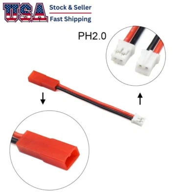 AXIAL SCX24 BATTERY ADAPTER CONNECTOR PLUG SCX-24 TO JST 22AWG SILICONE PH2.0 - Image 1 of 3