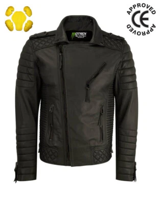 Motorcycle Leather Jacket Genuine Cowhide CE Armour biker Motorbike Coat Black - Image 1 of 4