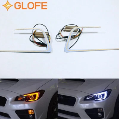 Ajuste para Subaru WRX STI 2015-2019 Faro Anillo en C LED DRL Tira Blanco/Ámbar Foto 1 de 4