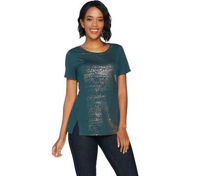 Blusa de malha Lisa Rinna 1X cinza fumaça estampada folha desgastada - Imagem 1 de 4