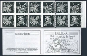 Iceland 656-659b booklet, MNH. Mi 684-687 MH2. Guardian Spirits: Vulture, Bull, - Picture 1 of 1