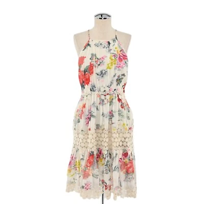 Vestido RANNA GILL by ANTHROPOLOGIE Talla M Kalila Halter Crochet Floral Coqueta Foto 1 de 4