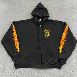 Vintage Harley Davidson Sweatshirt Mens 3X Black Flames Motorcycle Hoodie 90s - Picture 1 of 10