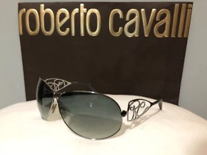 AUTHENTIC Roberto CAVALLI Sunglasses silver frame metal crystal pilot orione 183 - Picture 1 of 6