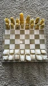 White & Yellow Onyx Premium Marble Chess Set - Picture 1 of 6