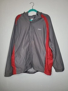 Coleman Lightweight Full Zip Hooded Jacket Size X Large Gray/Red - Picture 1 of 9