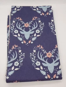 ^Camelot Design Studio Meadow 1 yd 37" x 44" Deer head antlers flowers blue - Picture 1 of 2