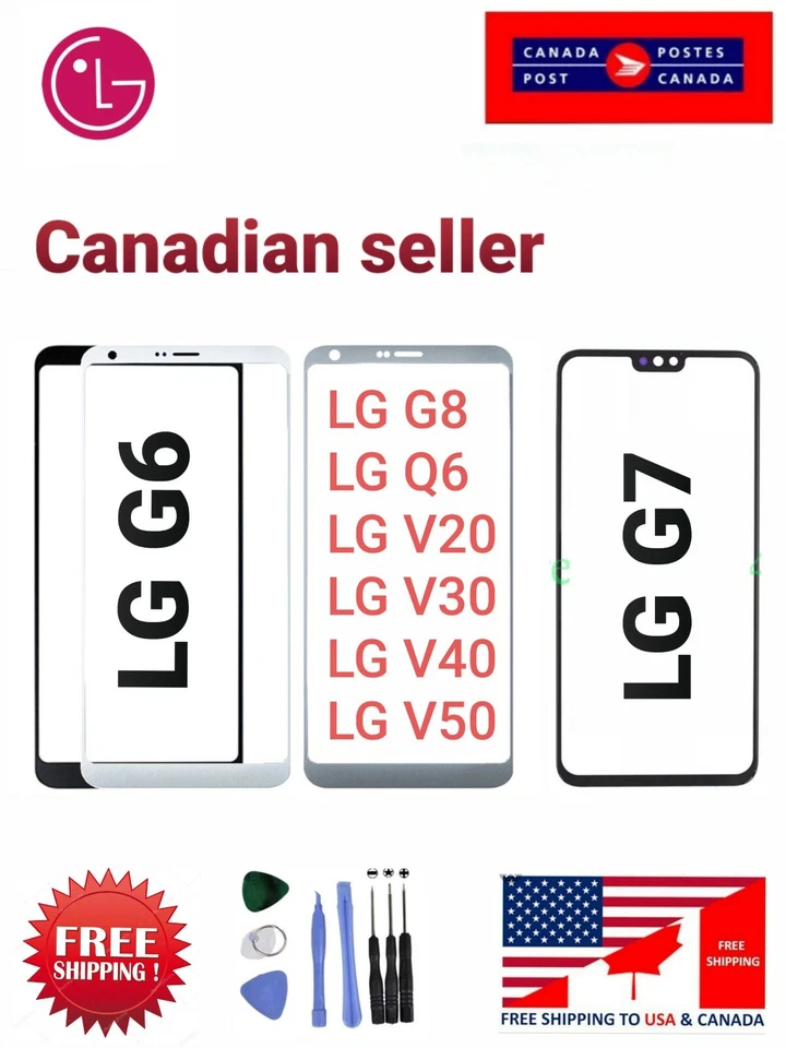 Front Screen Glass Replacement For LG G5 G6 G7 G8 V20 V30 V40 V50 Q6 Q7+ ThinQ, - Image 1 of 4