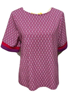 Chico's geometrisches Farbblock Strick Top ausgestellt Reißverschluss pink lila 1 US Medium 8 - Bild 1 von 6
