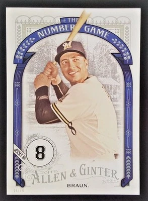 2016 TOPPS ALLEN & GINTER RYAN BRAUN "NUMBERS GAME" 5X7 JUMBO ART CARD #/49 - Image 1 of 2