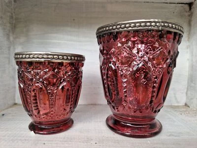 Windlicht Glas Vintage Purple Autumn 2er Set Beere antiksilber - Bild 1 von 4