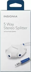 NEW Insignia 5-Way 3.5mm Jacks AUX Stereo Audio Splitter share phone airplane - Picture 1 of 2