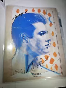 Tony Curtis Autorretrato Príncipe Gitano Impresión Firmado Lápiz Hollywood Actor Arte - Imagen 1 de 10