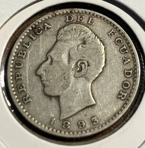 elf Ecuador 2 Decimos 1893 93/89 Lima TF Silver - Picture 1 of 2