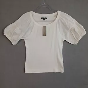 J Crew Vintage Rib Poplin Puff Sleeve Top Womens Size S Ivory NWT - Picture 1 of 12