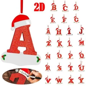 26 LetterS Alphabet Christmas Pendant Wooden Painted Xmas Tree OrnamentS Decors - Picture 1 of 39