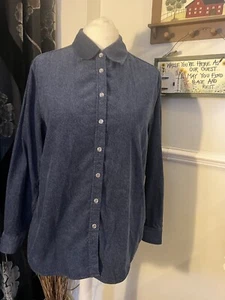 Ladies Vintage St Michael M&S Fine Cord Shirt Blue VGC 16 - Picture 1 of 11