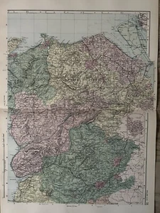 1885 North East Wales Original Hand Coloured Antique Map by G.W. Bacon - Picture 1 of 3