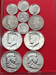 Junk Silver $3.00 Ben's,Kennedy,s Washinton's & Roosevelt Silver - Picture 1 of 3